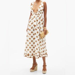 Zimmerman US 6/ UK 10 white and brown polka dot dress